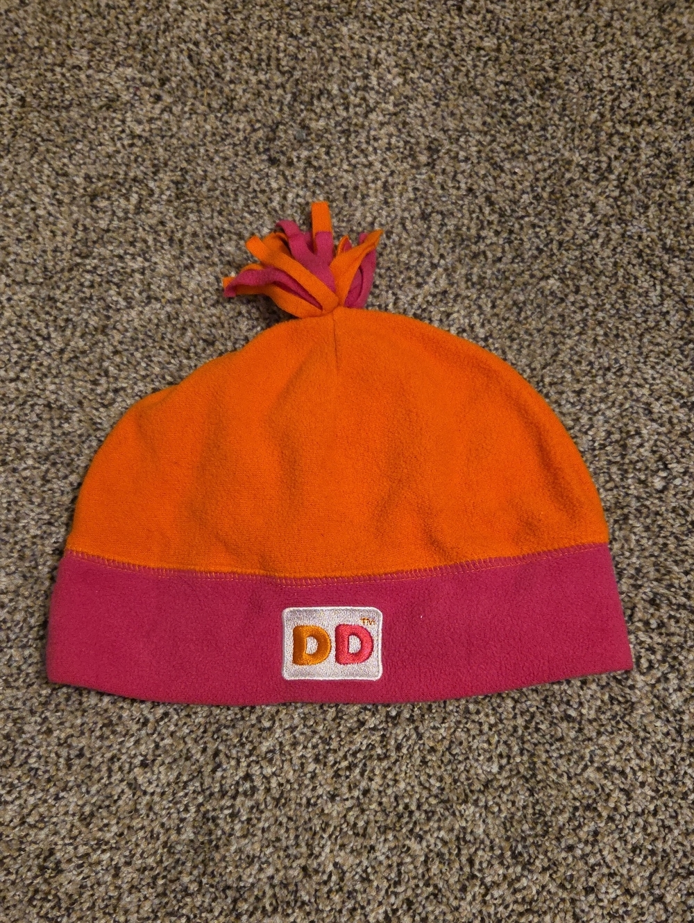 Gender Nutral DUNKIN Orange and Pink Fleece Beanie